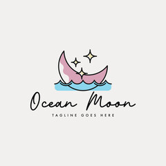 Moon logo design template isolated in white background