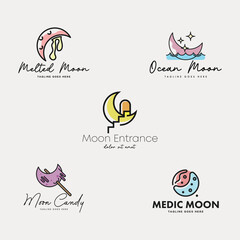 Moon logo design template isolated in white background
