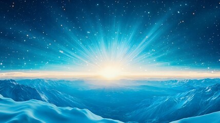 Naklejka premium majestic sunrise over snowy mountains - celestial/space themes: the.