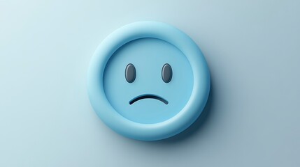 3D minimalist icon of a sad face enclosed in a simple circle, symbolizing the emotional weight of Blue Monday.