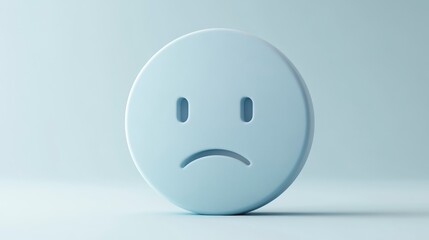 Fototapeta premium 3D minimalist icon of a sad face enclosed in a simple circle, symbolizing the emotional weight of Blue Monday.