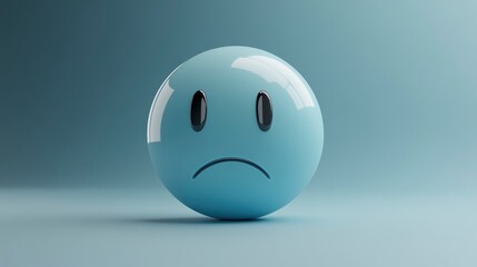 Fototapeta premium 3D minimalist icon of a sad face enclosed in a simple circle, symbolizing the emotional weight of Blue Monday.