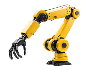 High Tech Yellow Robot Arm Reaching Out