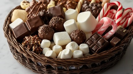 Delicious Christmas cookies with chocolate, candy cane, and festive treats on a plate