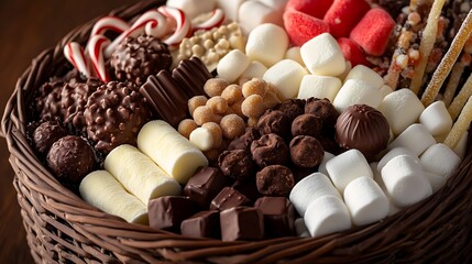 Delicious Christmas cookies with chocolate, candy cane, and festive treats on a plate