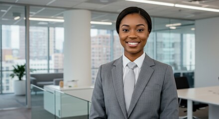 Fototapeta premium Confident business professional smiling in modern office environment