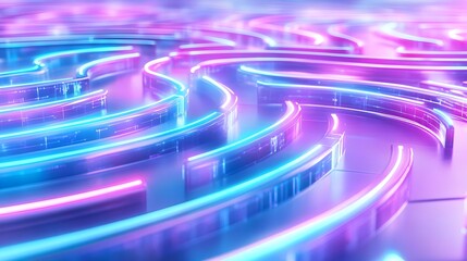 Fototapeta premium neon lines abstract purple blue background - neon and glowing effects