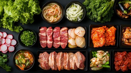 ​Fresh vegetables and grilled meats on a plate for a healthy and delicious meal