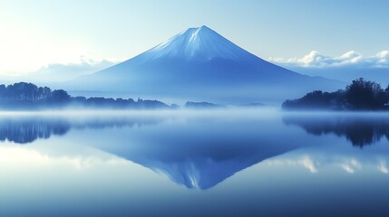 Majestic Mount Fuji Reflecting in a Calm Lake at Dawn