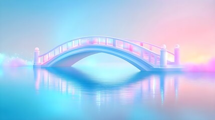 Obraz premium pastel bridge dreamland, calm water reflection - pastel colors