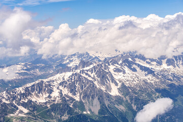 Spectacular view with Alps Mountains at Aiguille du Midi in Chamonix France