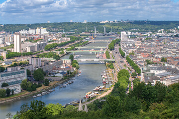 Naklejka premium View on Rouen, the beautiful city of Normandy in France with the famous cathedral 