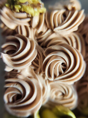 close up of makeup on vanilla cake layers