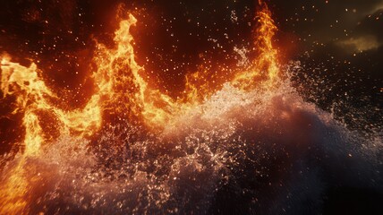 Wave of water with flames created with Generative AI