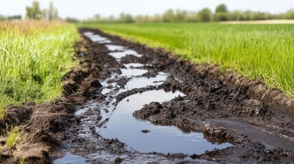 Obraz premium Pollution in Stream with Natural Background and Grass