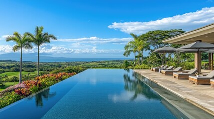 A resort hotel with premium amenities including an infinity pool, golf course, and on-site adventure activities