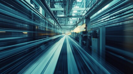 Obraz premium High-Speed Industrial Production Line: A Dynamic Visualization of Modern Manufacturing