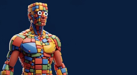 Fototapeta premium Colorful geometric human figure in a bold and unique mosaic design