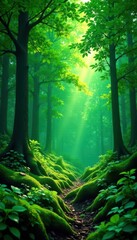 Obraz premium Deep forest to lime green blend, seamless pattern, green, lush, wallpaper