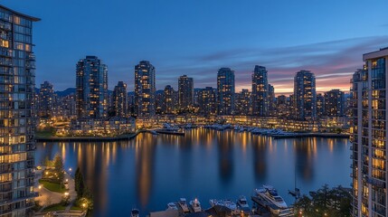 Fototapeta premium Evening Glow Over Yaletown's Waterfront