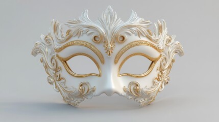 Naklejka premium Elegant White and Gold Venetian Mask: A Symbol of Mystery and Celebration