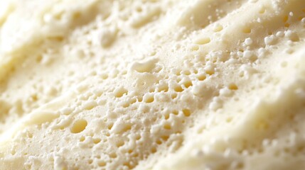 Obraz premium Close-up of creamy, textured surface with air bubbles.