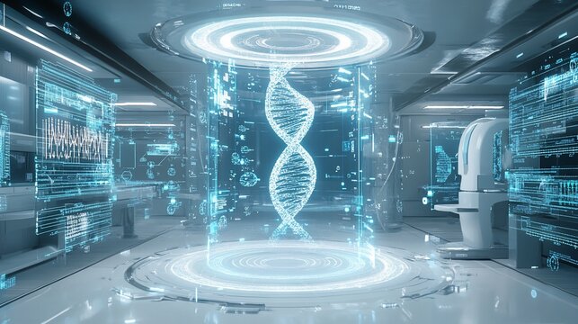 Futuristic Medical Lab: DNA Research and Advanced Technology