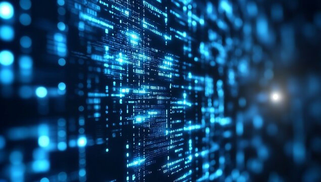 Abstract digital data visualization in blue tones. - Powered by Adobe