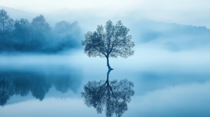 Fototapeta premium A tree is reflected in the water
