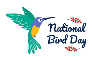 Obraz premium Celebrate National Bird Day with colorful hummingbirds and vibrant nature