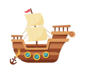 Cartoon toy pirate ship vector illustration