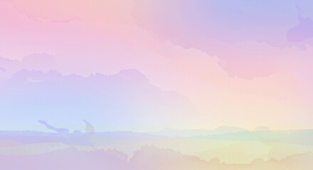 Obraz premium Dreamy pastel watercolor sky with soft hues and gradient clouds