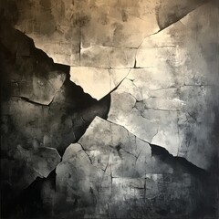 Cracked Surface Wall With Rough Texture Gray Beige Abstract Art Modern Damaged Background