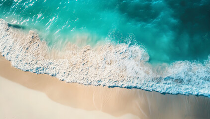 Tropical beach and sea waves, aerial abstract background, summer seasonal concept