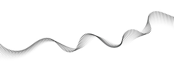 Flowing Dot Wave halftone gradient pattern on transparent background	