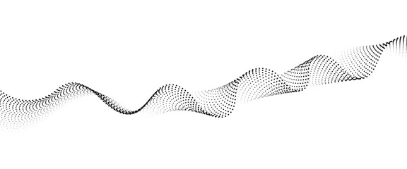 Flowing Dot Wave halftone gradient pattern on transparent background	