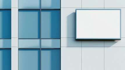 A vacant billboard on a sleek building, set in a vibrant cityscape, perfect for eyecatching ads and promotions.