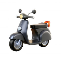 A stylish 3D model of a scooter, showcasing a sleek design with rounded features and playful colors. Perfect for digital rendering and animations.