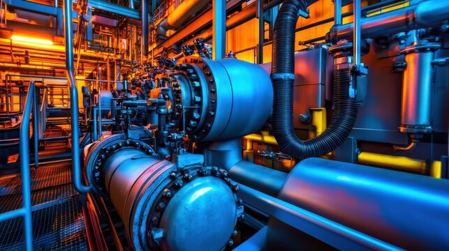 Outdated Machines in Industrial Complex Under Bright Lights