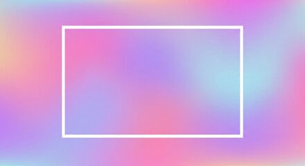 Fototapeta premium Vibrant pastel gradient background with abstract white frame for modern design