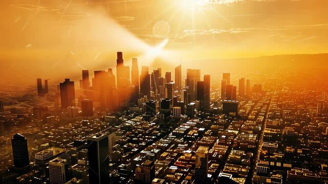 Summer city heatwave under the scorching sun, Illustrating climate change and global warming. Ai Generated