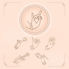 Chinese traditional religious style Buddha and Bodhisattva represent the wisdom of the material picture