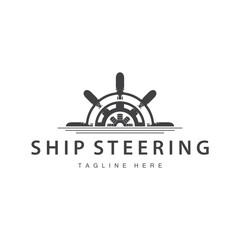 simple design of maritime sea vehicle with ship steering wheel logo concept silhouette template illustration symbol © Arya19