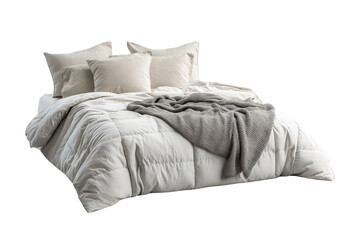 Cozy cotton blanket and pillows comfortable bedroom