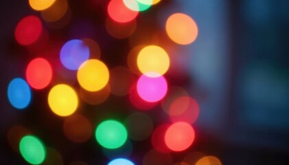 Fototapeta premium Colorful bokeh, out-of-focus Xmas lights, joyful mood, glitter, happy