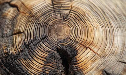 Fototapeta premium Close-Up of Tree Rings Showing the Texture of a Cut Tree.