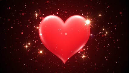 Fototapeta premium Vibrant red heart icon with sparkling patterns for social media