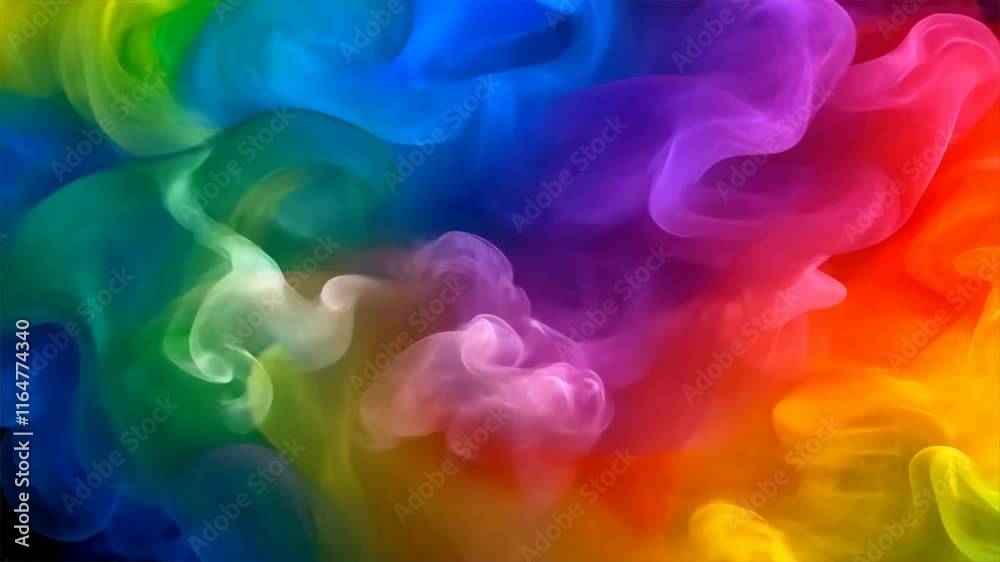 Poster abstract colorful background with flowing bubbles and light patterns in blue, black, purple, and fie
