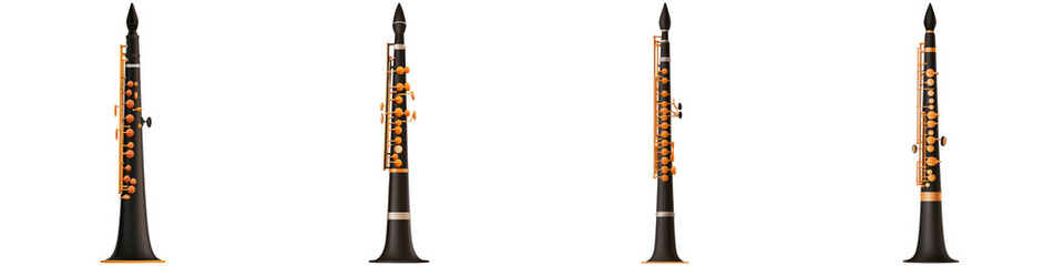 Obraz premium Music icon silhouette instrument and minimal, A collection of ornate oboes showcasing their intricate designs and craftsmanship.