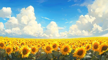 Obraz premium Blooming Sunflower Field